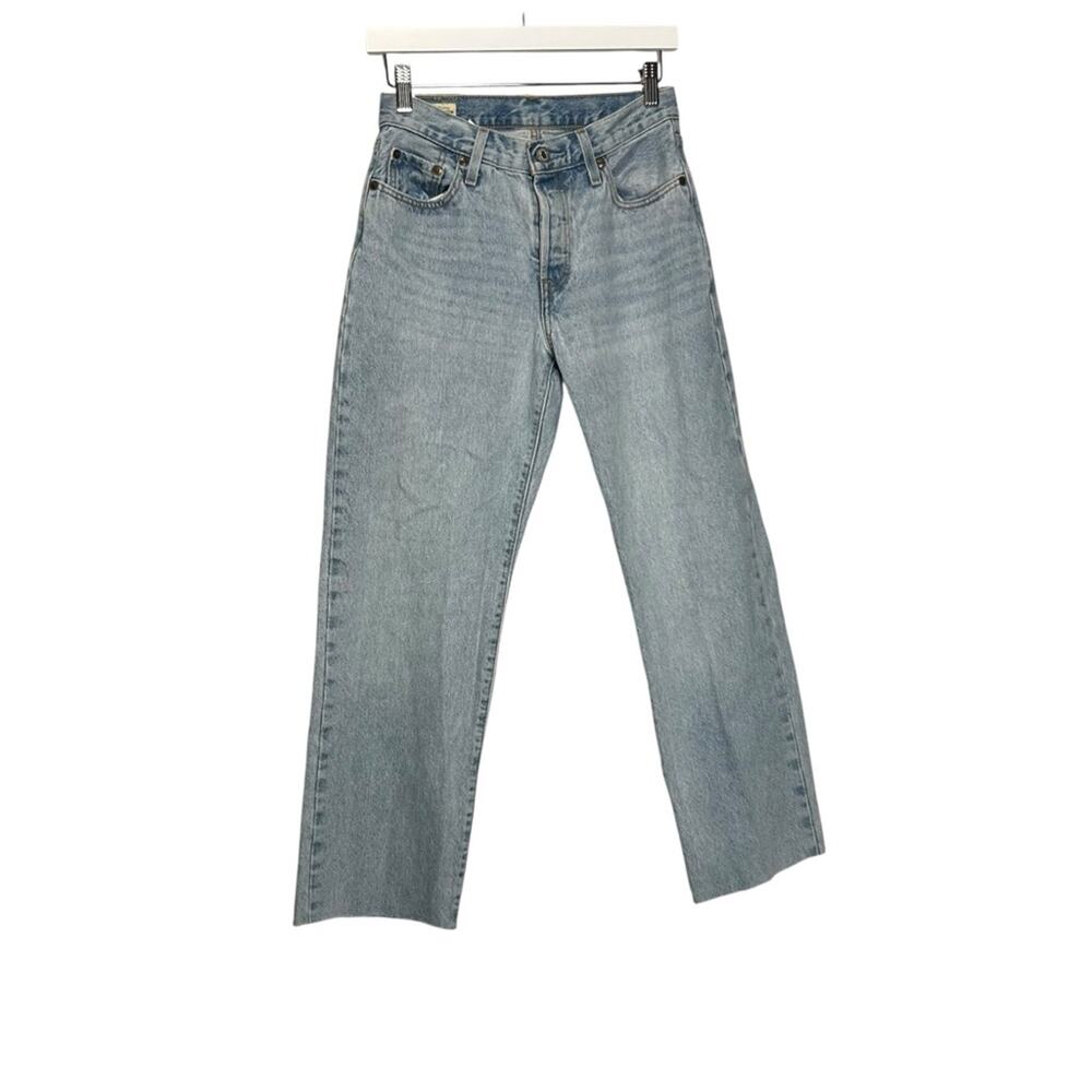 Levi’s Premium Light Wash 501 Straight Leg Denim Blue Jeans Size 25